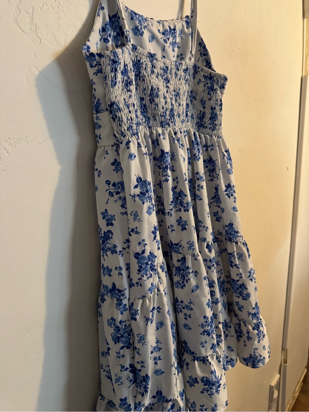 White Sundress with Blue Floral Print - Picture 3 of 4